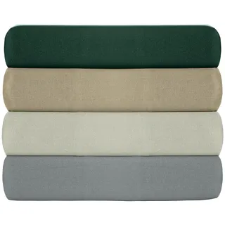 Premium Ranforce King-Spannbettlaken (160 x 200 + 30 cm), 100% Baumwolle, 155 Fäden pro Zoll, Beige | Maschinenwaschbar bei 30 °C | Weich und strapazierfähig