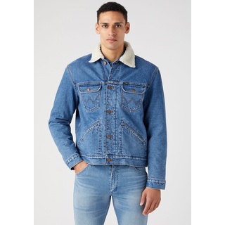 Jeansjacke WRANGLER "124MJ SHERPA" Gr. S, blau (wranch) Herren Jacken Übergangsjacken mit Sherpa Kragen