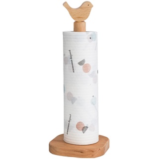 Küchenrollenhalter Stehend Holz,Küchenrollen Ständer Design ,mit kleinen Tieren Organizer Papierrollenhalter aus Holz für Küche und Esszimmer (Vogel-Stil)