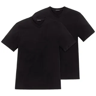 Schiesser T-Shirt (2-tlg) mit V-Ausschnitt und verstärkter Halsnaht im Doppelpack schwarz 3XL