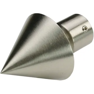 Liedeco Gardinenstangen-Endstück Endstück, Endknopf edelstahl-optik "France" Kegel mit Rohraufnahme, Gardinenstangen, (1-St), Endstück, Endknopf Kegel, 1 Stück silberfarben