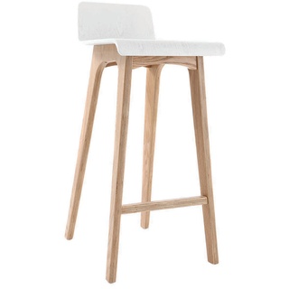 Design-Barhocker / -stuhl Holz naturfarben und Weiß skandinavisch BALTIK