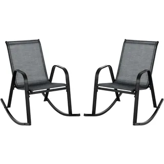 Costway Schaukelstuhl, Schwarz, Metall, 91x86x62 cm, Gartenmöbel, Liegestühle