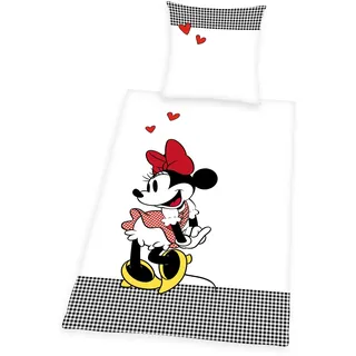 Herding Bettwäsche- Set Disney's Minnie Mouse, Kopfkissenbezug 80x80cm, Bettbezug 135x200cm, Renforcé, mit Qualitäts- Reißverschluss