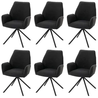 Mendler Esszimmerstuhl HWC-G67 Stoff dunkelgrau 6er Set