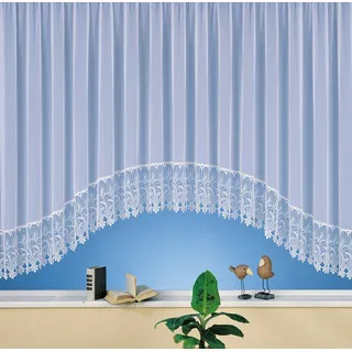 heimtexland Gardine Stores Vorhang Makramee Sockel Borte weiß Typ516, Kräuselband (1 St), transparent, Webware, Universal Kräuselband I weiß I Fensterdeko I halbtransparent weiß 600 cm x 120 cm
