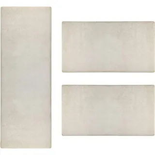 Floordirekt Hochflor-Bettumrandung Sundae, 6 Farben & 3 Größen, Teppichläufer, ideal im Schlafzimmer, Höhe 13.5 mm, (3-tlg), Velours beige 2 St. x 80 cm x 150 cm | 1 St. x 80 cm x 300 cm