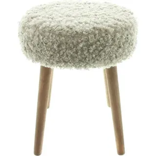 Dekoleidenschaft Hocker Schaffell Holz Ø 35 x 45 cm Beige