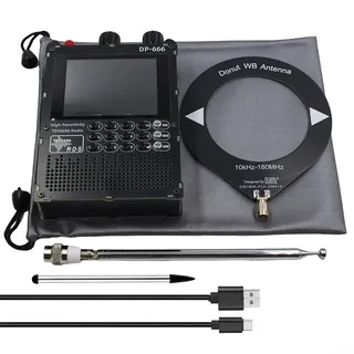 DP-666 TEF6686 Vollband Radio mit 2,8 Zoll Touchscreen, FM AM Kurzwelle, RDS, 5000mAh Akku, Antenne, USB-C Ladung für Reise Camping Outdoor(black2)