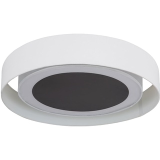 LED Deckenlampe Esszimmerlampe Deckenleuchte Wohnzimmerleuchte Küchenlampe, Metall Textil weiß beige, 24W 850lm 3000K warmweiß, D 60 cm