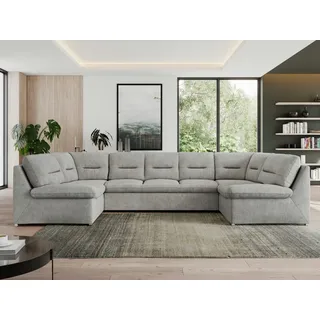 MKS Meble Ecksofa U-Form mit Schlaffunktion Hellgrau