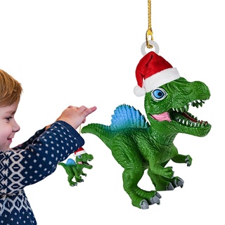 Dinosaurier-Weihnachtsschmuck | 2D-Acryl-Weihnachts-Dinosaurier-Baumschmuck - Acryl-Tier-Anhänger, Dinosaurier-Anhänger, Dekoration, lustige Verzierungen, kreative Festival-Autoverzierung Loandicy
