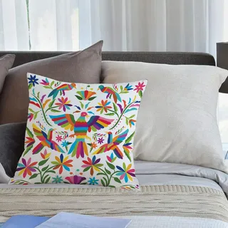 KHWEJ Kissenbezüge 40x40 cm,Muster im Otomi-Stil. Bunter mexikanischer traditioneller Textilstickereistil von Tenango Hidalgo; Mexiko,Zierkissenbezug Cushion Cover Couch Wohnzimmer Außenbereich Deko