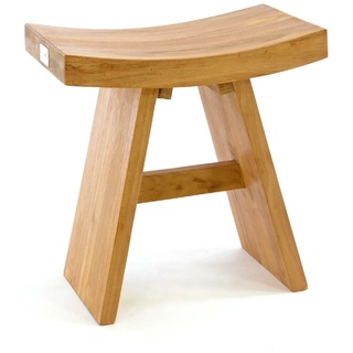 VCM Hocker behandeltem Teakholz Sitzhocker Holzhocker massiv Höhe 47cm
