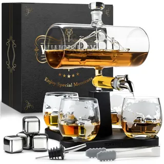 WHISISKEY Whisky Karaffe Set - Whiskey Geschenkset - Geschenke für Männer