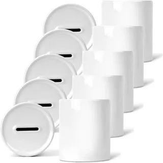 5X Spardose Sublimationsrohling Keramik Weiss mit Subli-Beschichtung Sublimation Blanko Werbegeschenk Print On Demand (5er Set)