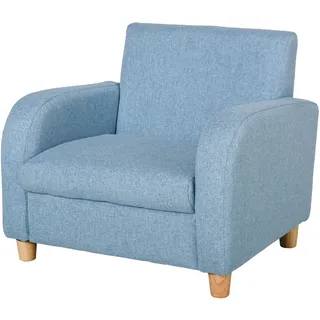 Homcom Kindersessel Anti-Rutsch-Füßen Holz Leinen Schaumstoff Blau 49 x 45 x 44,5 cm