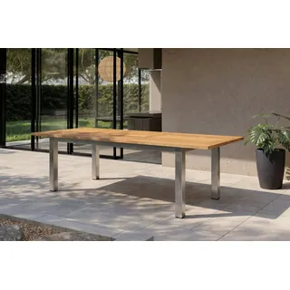 OUTFLEXX Ausziehtisch, Edelstahl/recyceltes Teak, 200/260x100cm, rustikal gebürstet, FSC®-zertifiziertes Produkt