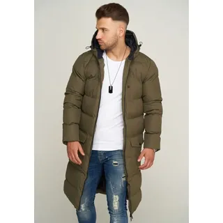 SOULSTAR Herren Parka mit Kapuze als Langer Steppmantel - Winterjacke S2KANSK Herren warmer Wintermantel Pufferjacke Steppjacke - Olive - L