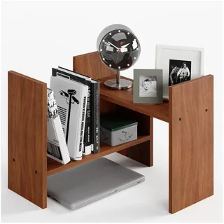 KOMTO Bücherregal Shelf K Tischregal Schreibtisch Aufsatzregal Desktop Regal Klein, Küchenregal Stehend für Arbeitsplatte 51-97 х 20 х 40 cm braun