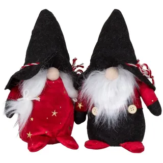 Christmas Paradise Weihnachtsfigur sitzender Gnom 20cm (Weihnachtswichtel, 2 St., im Set), Wichtel Pärchen, 2 Designs Mann und Frau, Weihnachtsdeko Rot-Schwarz schwarz
