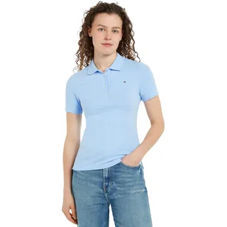 Tommy Hilfiger Damen Poloshirt Kurzarm Slim Fit, Blau (Vessel Blue), XXS