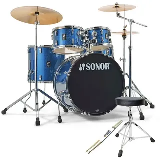 SONOR Schlagzeug Sonor Schlagzeug AQX Stage Set BOS mit Zubehör,Komplett-Set, Komplett-Set blau
