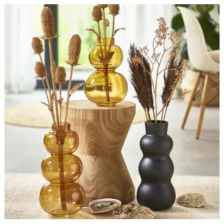 Seyila Home Dekovase Glasvase matt schwarz, Vase, Blumenvase, Deko schwarz