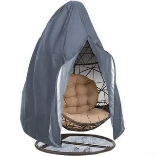 Jonikuper Abdeckung für Hängesessel für die Terrasse, 190 x 115 cm, wasserdichter Reißverschluss, 210D dick, Balkon, Garten, große Eierstuhl-Abdeckung (grau)