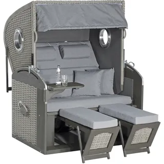 Strandkorb Rustikal 305 Z Comf KS-Geflecht stone-grey Pinie