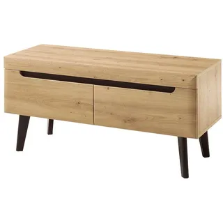 Lomadox Lowboard TIROL-61, TV im skandinavischen Design Eiche Artisan mit schwarz 107/50/40cm braun