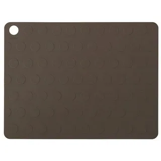 OYOY Living Design 2er Set Platzset/Tischset abwischbar aus 100% Silikon Braun - für Erwachsene und Kinder - Doto Placemat Rechteckig 45x32 cm rutschfest Abwaschbar