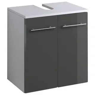 Bad Waschbecken Unterschrank Parma in hochglanz grau 50 cm breit