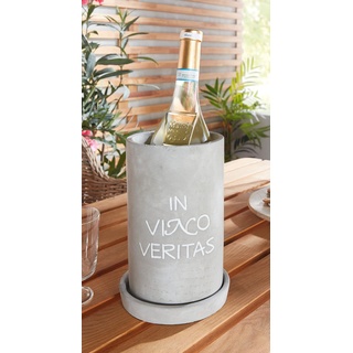 Dekoleidenschaft Weinkühler „Beton-Style“ mit Untersetzer, Flaschenkühler, Getränke- & Sektkühler