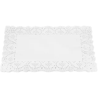 QUARKZMAN 100 Stück Weiße Spitzenpapierdeckchen 10 x 14 Zoll Rechteckige Papierdeckchen Einweg-Papier Dekorative Papier-Tischsets für Hochzeit Geburtstag Kuchen Desserts Tischgeschirr