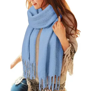 Cachito Modeschal Damen Winter Halstuch Kuschelig Dicker Schal Tücher blau