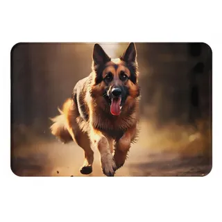 KINGWW Fußmatte mit laufendem Deutschen Schäferhund, robust und lustig, für den Innenbereich, 60 x 40 cm, leicht zu reinigende Bodenmatte.