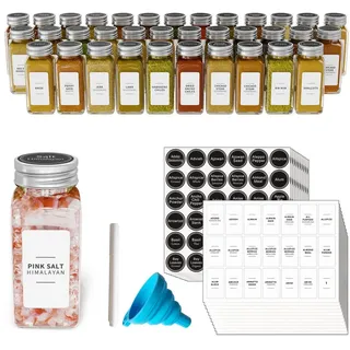SpaceAid Gewürzbehälter Gewürzdosen mit Etiketten, (für Gewürzregal, Schrank und Schublade, 36-tlg)