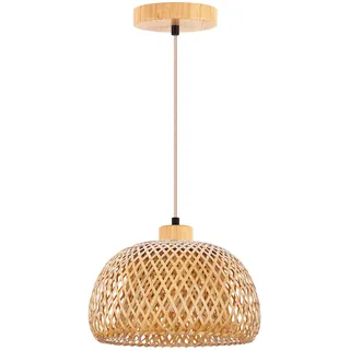 FRIDEKO HOME Hängelampe Rattan Natürlicher Bambus Pendelleuchte Esstisch mit E27 Fassung,Boho Lampe Deckenlampe Korb Lampenschirm Rattan für Schlafzimmer Wohnzimmer Flur Küche