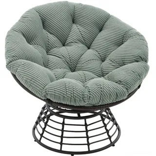 SeedWave Loungesessel 360° Drehbarer Papasan-Sessel Stahlgestell mit 92cm Trennbarem Polster, Relaxsessel für Balkon, Garten, Terrasse grün