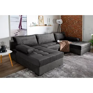 Collection AB Wohnlandschaft Polyester U-Form Bettfunktion 3-Sitzer Grau
