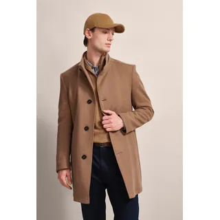 Kurzmantel BUGATTI, Herren, Gr. 52, grau (taupe), 58% Wolle, 25% Polyester, 13% Polyamid, 3% sonstige Fasern, 1% Elasthan, unifarben, normal, normaler Saum, Mäntel Kurzmantel, mit Westenfake