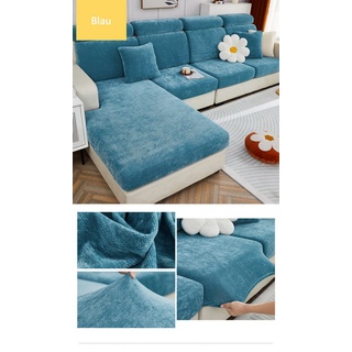 Sofahusse Sofabezug Ecksofa L Form Stretch Chenille Sofa, Coonoor, Überzug Universal Couchbezug blau