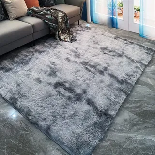 Hiseng Teppich Wohnzimmerteppich Langflor Weich Flauschig Teppiche Anti-Rutsch-Shaggy-Bereich Esszimmer Home Innenbereich Schlafzimmer Bodenmatte Heimdekoration (50x80cm,dunkelgrau)