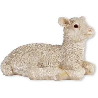 colourliving Schaf Figur Lamm Nancy liegend – detailreiche Dekofigur aus Polyresin – handbemalte Gartenfigur wetterfest – naturgetreue Deko für Haus, Garten & Krippe