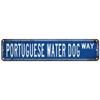 Portugiesischer Wasserhund Metall Blechschild Wandschild Geschenk für portugiesischen Wasser Hund Haustier Liebhaber Kunst Wandschild Dekor Metall Straßenschilder Wandschild Wandkunst Metall