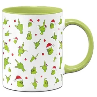 Tassenbrennerei Grinch Tasse - Rundherumdruck - Weihnachtstasse lustig - Kaffeetasse als Deko zu Weihnachten (Grün)