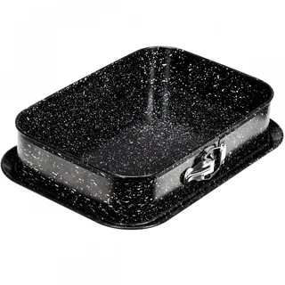 Retoo Backform Springform Rechteckige 35 x 24 cm Kuchenform mit Auslauf-schutz Antihaft-Beschichtung Abnehmbarem Boden Kohlenstoffstahl Kuchen-backform für Kuchen Eiscreme und Desserts Schwarz