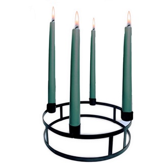 Schmucks HOME Adventskranz Metall schwarz Kerzenständer mit 4X Stabkerzen grün rund