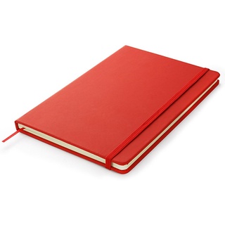 Notizbuch mit festem Einband aus PU-Leder, DIN A5, liniert rot